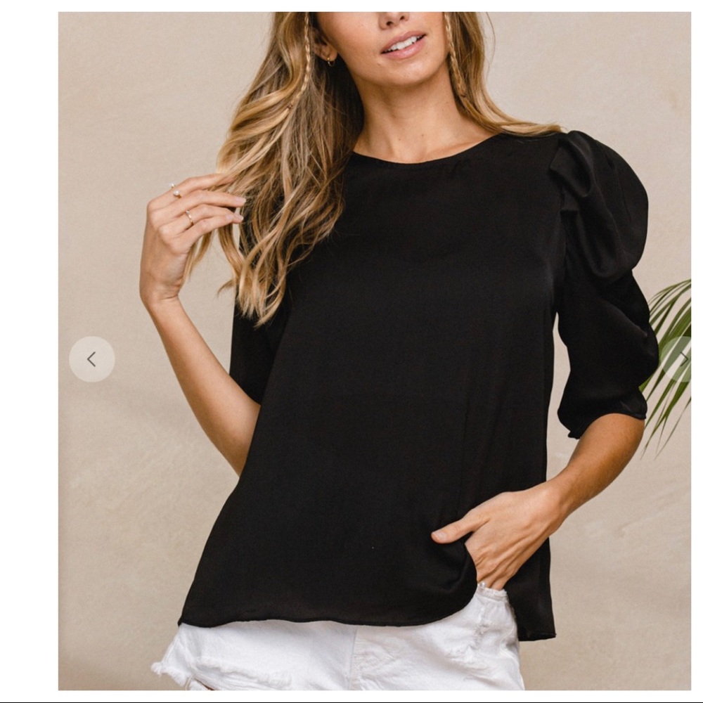 Trendy Half Puff Sleeve Chiffon Top